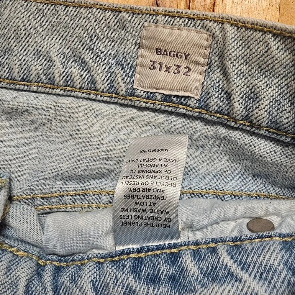 PacSun Baggy Cargo Jeans Light Wash Blue Denim Utility Pants 31x32 Mens